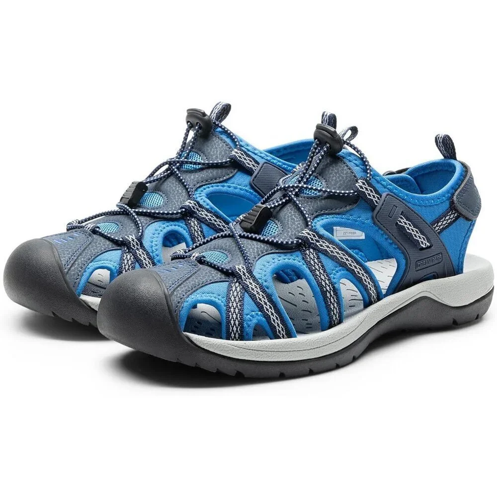 Casual Hiking Sandals Men's Navy  Athletic Cushioned Closed Toe Fisherman Shoes